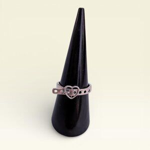 925 SILVER ADJUSTABLE HEART CONCHO BELT SHAPE RING